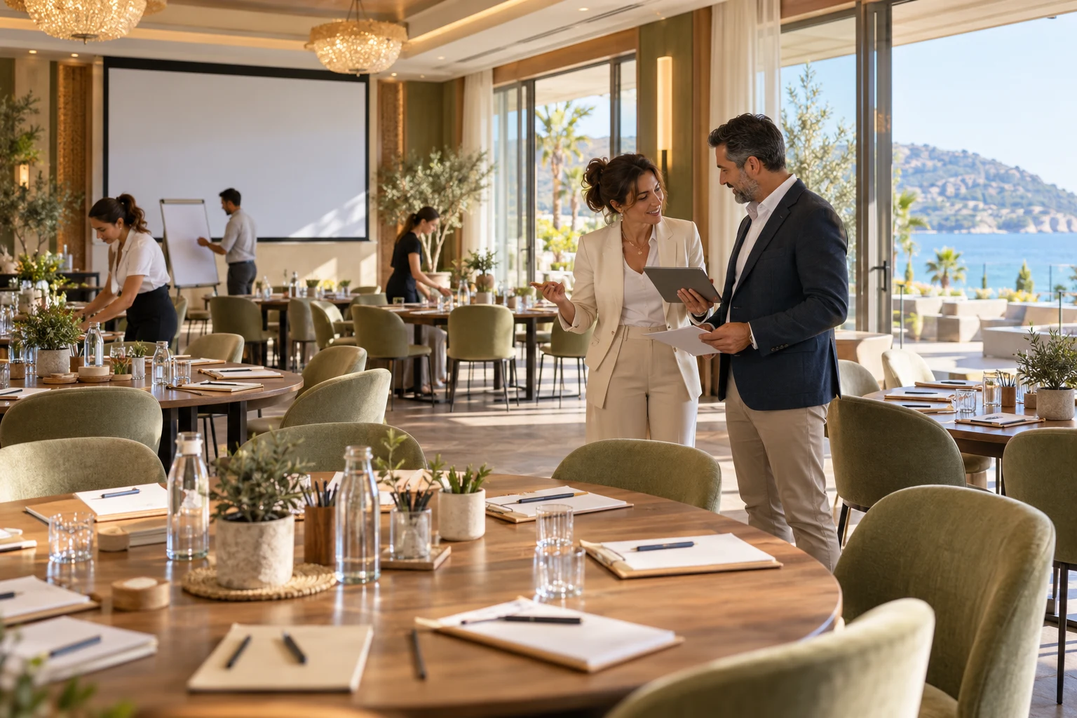 Otel salonumu 120 kişilik eğitim için açabilirim · temsili sahne